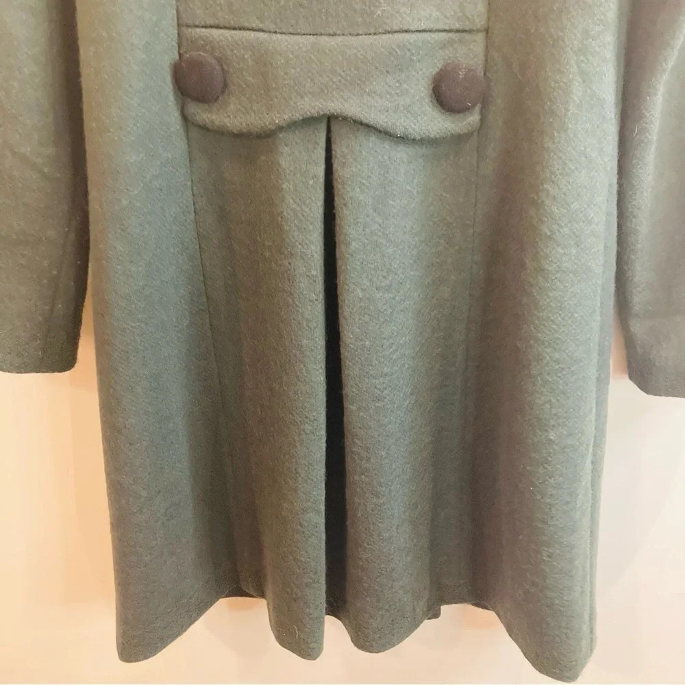 PINK MARTINI SZ SX Hunter Green Zipper Closure Pocket Back Pleat Jacket Coat - Picture 3 of 14